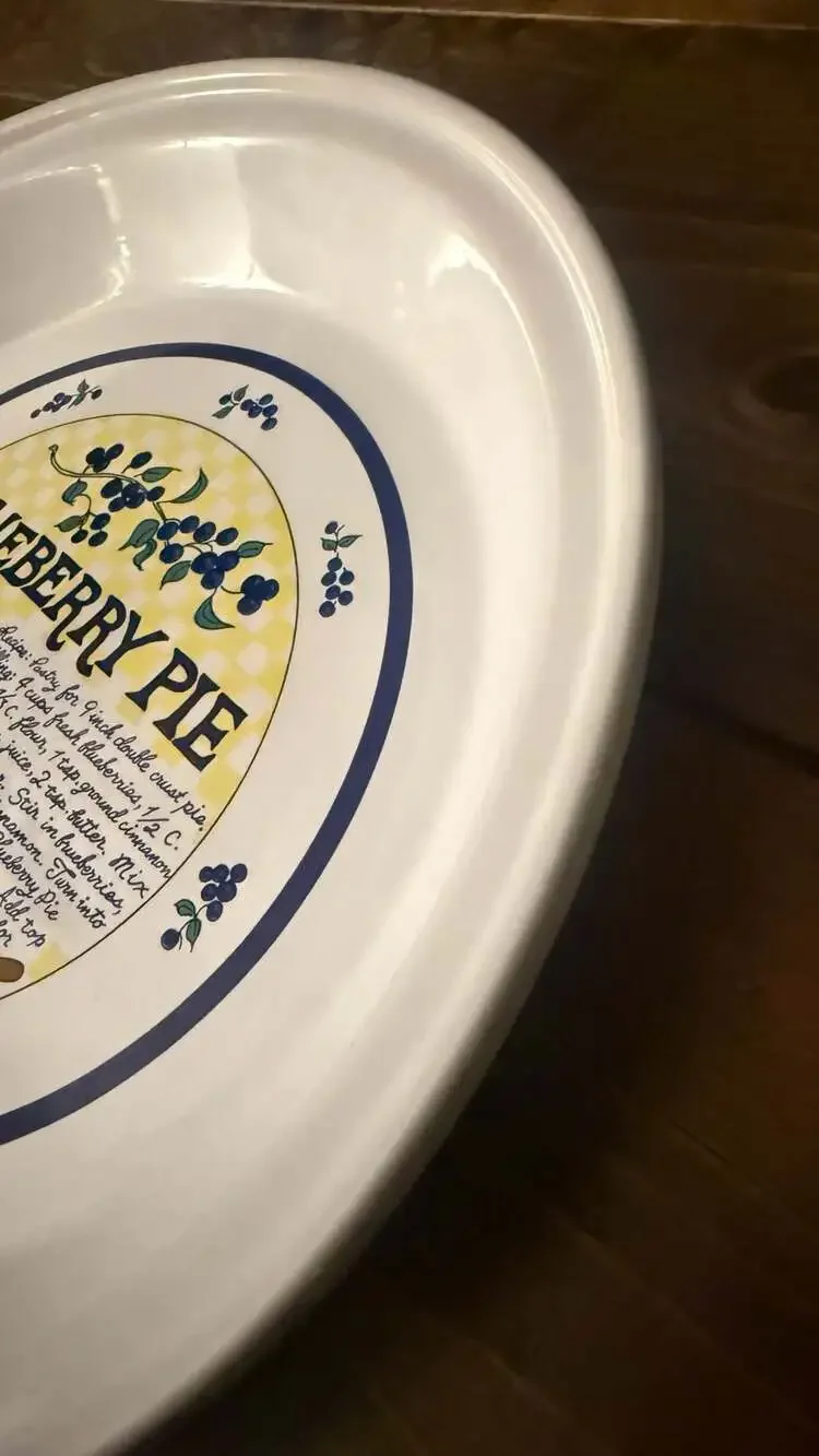 Vintage Blueberry Pie Recipe Plate